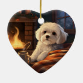 Unieke Maltese kerst, cadeau voor Hondenliefhebber Keramisch Ornament (Achterkant)