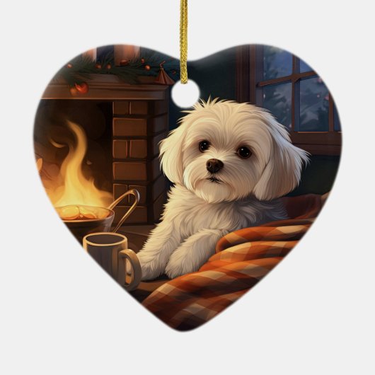 Unieke Maltese kerst, cadeau voor Hondenliefhebber Keramisch Ornament (Achterkant)