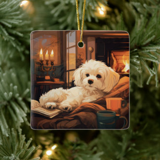Unieke Maltese kerst, cadeau voor Hondenliefhebber Keramisch Ornament
