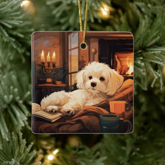 Unieke Maltese kerst, cadeau voor Hondenliefhebber Keramisch Ornament (Boom)