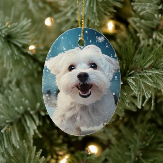 Unieke Maltese kerst, cadeau voor Hondenliefhebber Keramisch Ornament (Boom)