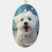 Unieke Maltese kerst, cadeau voor Hondenliefhebber Keramisch Ornament (Links)