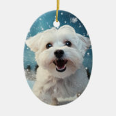 Unieke Maltese kerst, cadeau voor Hondenliefhebber Keramisch Ornament (Voorkant)