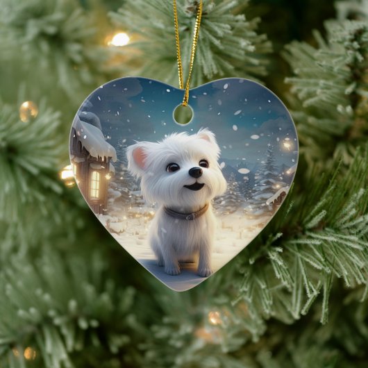 Unieke Maltese kerst, cadeau voor Hondenliefhebber Keramisch Ornament (Boom)