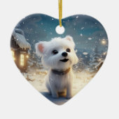 Unieke Maltese kerst, cadeau voor Hondenliefhebber Keramisch Ornament (Voorkant)