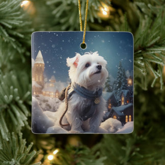 Unieke Maltese kerst, cadeau voor Hondenliefhebber Keramisch Ornament