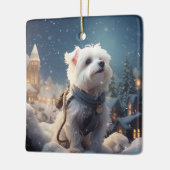 Unieke Maltese kerst, cadeau voor Hondenliefhebber Keramisch Ornament (Links)
