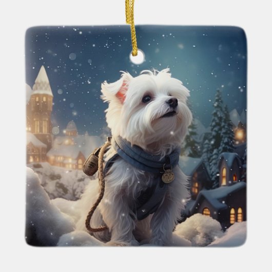 Unieke Maltese kerst, cadeau voor Hondenliefhebber Keramisch Ornament