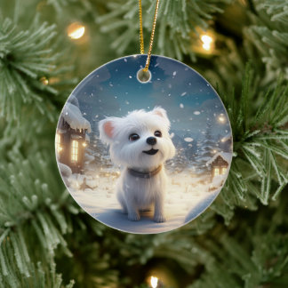 Unieke Maltese kerst, cadeau voor Hondenliefhebber Keramisch Ornament