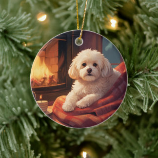 Unieke Maltese kerst, cadeau voor Hondenliefhebber Keramisch Ornament