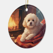 Unieke Maltese kerst, cadeau voor Hondenliefhebber Keramisch Ornament (Links)