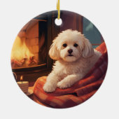 Unieke Maltese kerst, cadeau voor Hondenliefhebber Keramisch Ornament (Achterkant)