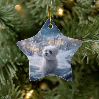 Unieke Maltese kerst, cadeau voor Hondenliefhebber Keramisch Ornament