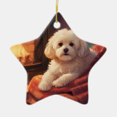 Unieke Maltese kerst, cadeau voor Hondenliefhebber Keramisch Ornament (Voorkant)