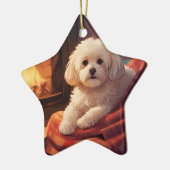 Unieke Maltese kerst, cadeau voor Hondenliefhebber Keramisch Ornament (Links)