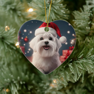 Unieke Maltese kerst, cadeau voor Hondenliefhebber Keramisch Ornament
