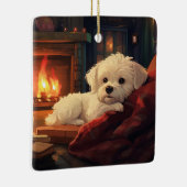 Unieke Maltese kerst, cadeau voor Hondenliefhebber Keramisch Ornament (Rechts)