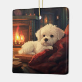 Unieke Maltese kerst, cadeau voor Hondenliefhebber Keramisch Ornament (Links)