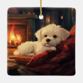 Unieke Maltese kerst, cadeau voor Hondenliefhebber Keramisch Ornament (Achterkant)