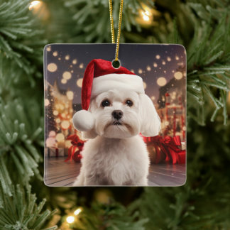 Unieke Maltese kerst, cadeau voor Hondenliefhebber Keramisch Ornament