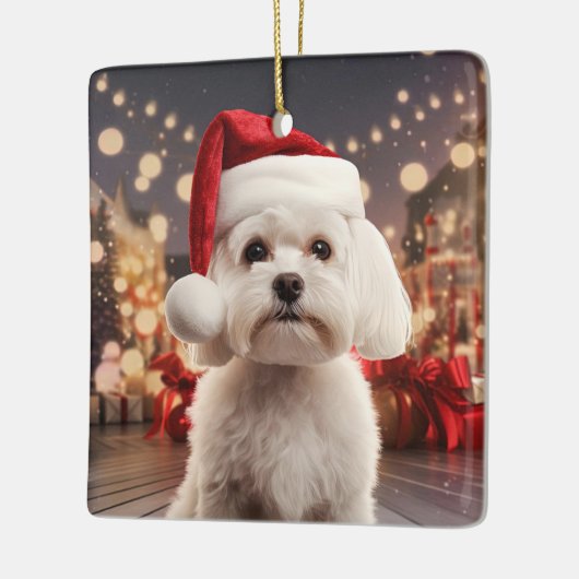 Unieke Maltese kerst, cadeau voor Hondenliefhebber Keramisch Ornament (Links)