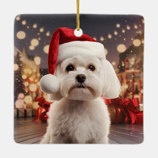 Unieke Maltese kerst, cadeau voor Hondenliefhebber Keramisch Ornament (Achterkant)