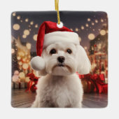 Unieke Maltese kerst, cadeau voor Hondenliefhebber Keramisch Ornament (Voorkant)