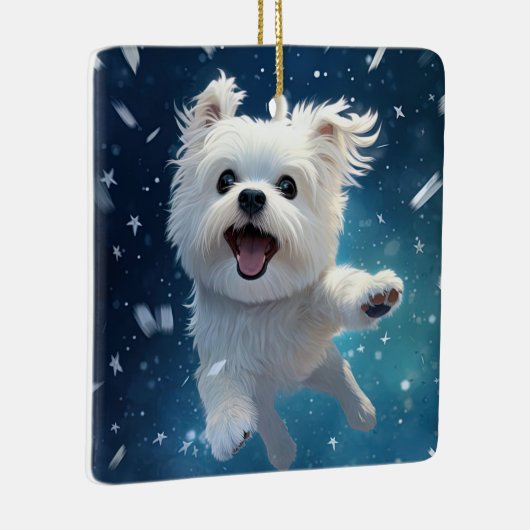 Unieke Maltese kerst, cadeau voor Hondenliefhebber Keramisch Ornament (Rechts)