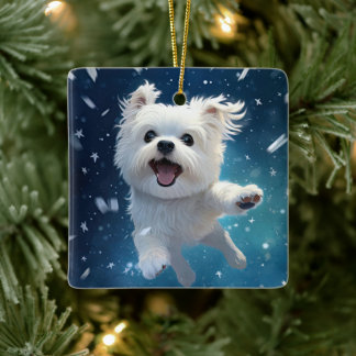 Unieke Maltese kerst, cadeau voor Hondenliefhebber Keramisch Ornament