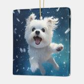 Unieke Maltese kerst, cadeau voor Hondenliefhebber Keramisch Ornament (Links)