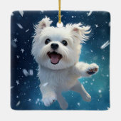 Unieke Maltese kerst, cadeau voor Hondenliefhebber Keramisch Ornament (Achterkant)