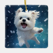 Unieke Maltese kerst, cadeau voor Hondenliefhebber Keramisch Ornament (Voorkant)