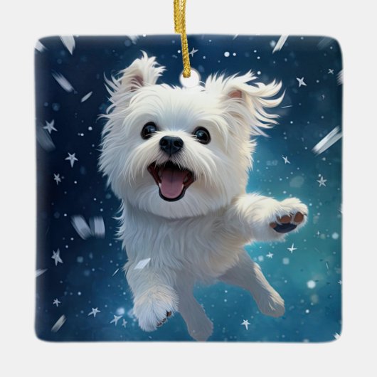 Unieke Maltese kerst, cadeau voor Hondenliefhebber Keramisch Ornament (Voorkant)