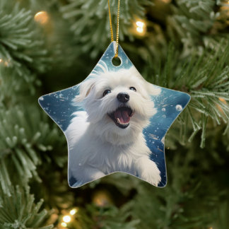 Unieke Maltese kerst, cadeau voor Hondenliefhebber Keramisch Ornament
