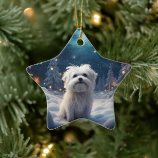Unieke Maltese kerst, cadeau voor Hondenliefhebber Keramisch Ornament