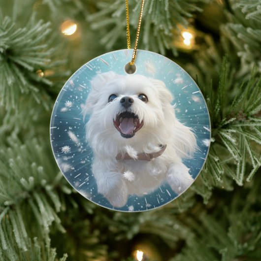 Unieke Maltese kerst, cadeau voor Hondenliefhebber Keramisch Ornament (Boom)