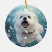 Unieke Maltese kerst, cadeau voor Hondenliefhebber Keramisch Ornament (Voorkant)