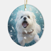 Unieke Maltese kerst, cadeau voor Hondenliefhebber Keramisch Ornament (Links)