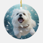 Unieke Maltese kerst, cadeau voor Hondenliefhebber Keramisch Ornament (Achterkant)