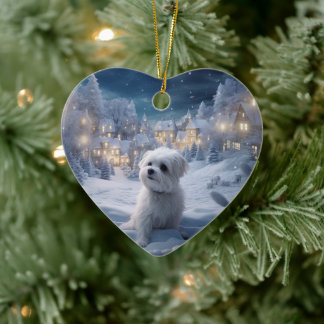 Unieke Maltese kerst, cadeau voor Hondenliefhebber Keramisch Ornament
