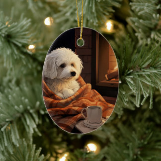 Unieke Maltese kerst, cadeau voor Hondenliefhebber Keramisch Ornament