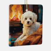 Unieke Maltese kerst, cadeau voor Hondenliefhebber Keramisch Ornament (Rechts)