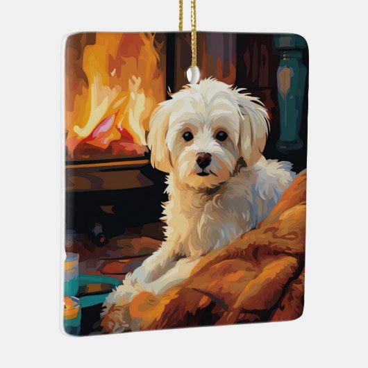 Unieke Maltese kerst, cadeau voor Hondenliefhebber Keramisch Ornament (Rechts)