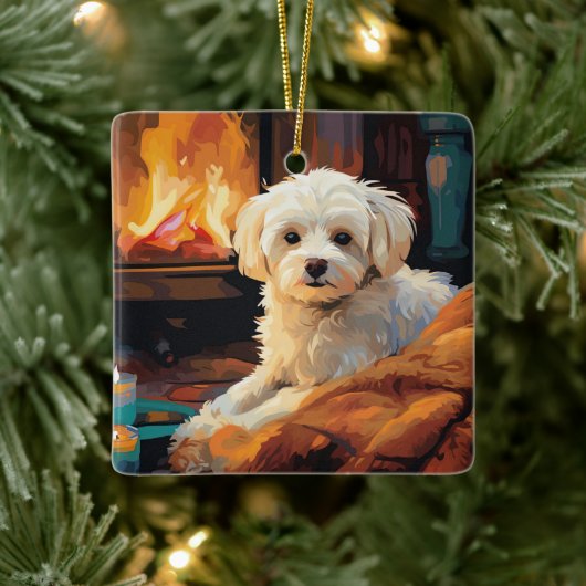 Unieke Maltese kerst, cadeau voor Hondenliefhebber Keramisch Ornament (Boom)