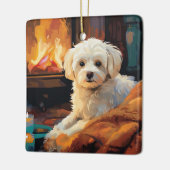 Unieke Maltese kerst, cadeau voor Hondenliefhebber Keramisch Ornament (Links)