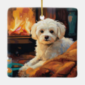 Unieke Maltese kerst, cadeau voor Hondenliefhebber Keramisch Ornament (Achterkant)