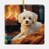 Unieke Maltese kerst, cadeau voor Hondenliefhebber Keramisch Ornament (Voorkant)