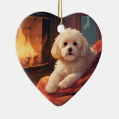 Unieke Maltese kerst, cadeau voor Hondenliefhebber Keramisch Ornament (Rechts)