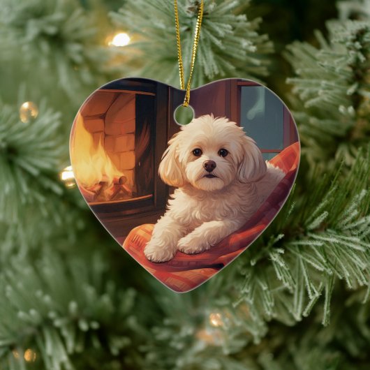 Unieke Maltese kerst, cadeau voor Hondenliefhebber Keramisch Ornament