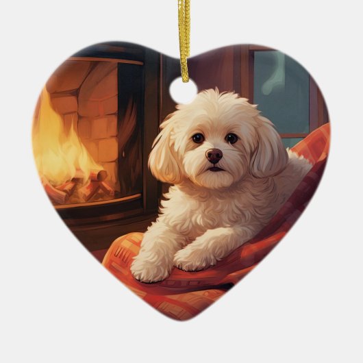 Unieke Maltese kerst, cadeau voor Hondenliefhebber Keramisch Ornament (Voorkant)